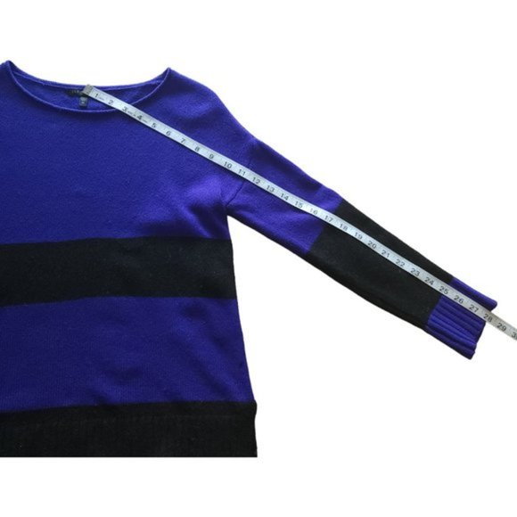 Eileen Fisher blue and black striped yak  and wool sweater - Picture 4 of 8